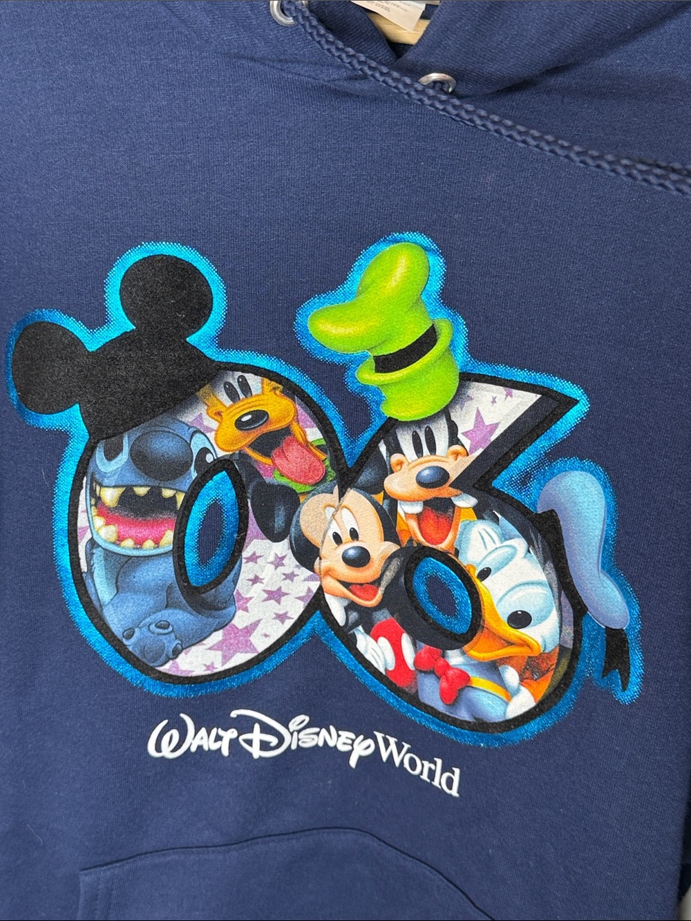 Deadstock Y2K 2006 Disney Navy Hoodie Sweatshirt Mickey & Friends XL - Picture 3 of 4
